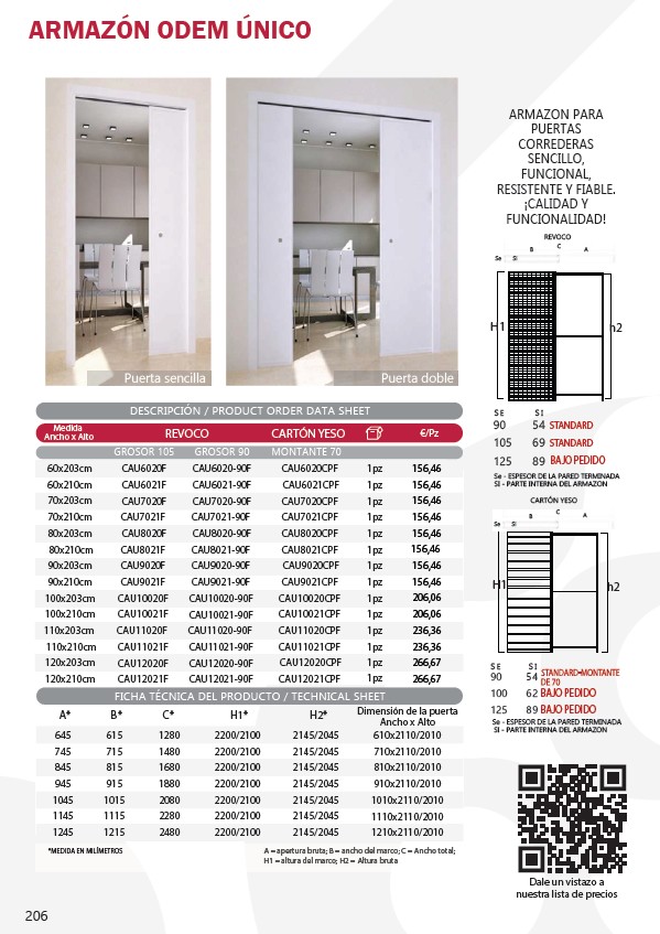 ARMAZON PARA PUERTA CORREDERA 60X203 (90mm) – REVOCO